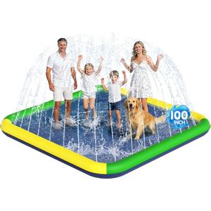 Splash Pad for Kids & Dogs, EPN 140"-100" Extra Large Non-Slip Sprinkler Splash Pad, Thickened 0.5mm PVC Water Play Mat, Outdoor Water Toy for Backyard Summer Fun, Ideal for Toddlers 3+ Boys Girls