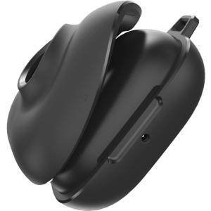 TUDIA TPU Case Compatible with Powerbeats Pro 2 (2025) [Case Only] with AirTag Holder, 2-in-1 Protective Cover with Magnetic Lid Lock and Carabiner, Shockproof Bumper Shell for Earbuds - Black