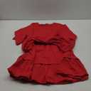 Esmeling Women Summer 2 Piece Skirt Sets Round Neck Short Sleeve Outfits Casual Tops and Pleated Skirts Sets (Medium, Red)