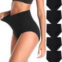 Women's High Waist Cotton Underwear Stretch Briefs Soft Comfy Ladies Panties MultiPack (X-Large, Black)