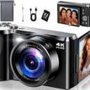 4K Digital Camera for Photography & Travel, 56MP Autofocus Vlogging Camera with 3" 180 Flip Screen, 16X Zoom, Compact Point and Shoot Camera for Beginners and Teens, 32GB Card Included