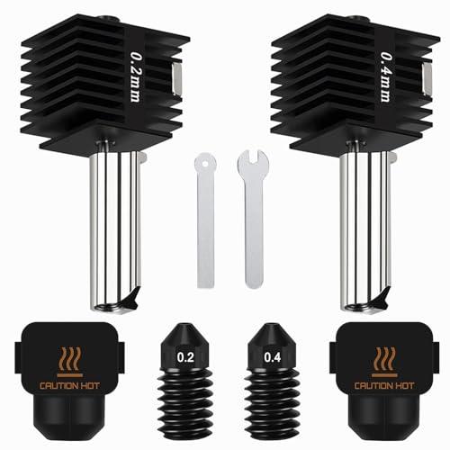 HIKUDIY 2PCS 0.2mm+0.4mm Hotend Kit for Bambu Lab A1/A1 Mini, 3D Printer Parts Replacement Print Head for Bambu Lab A1/A1 Mini 3D Printer