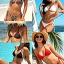 Women Two Piece Bikini Swimsuit Sexy Bathing Suits Halter Triangle Tops String Bikini Sets (Black, S)