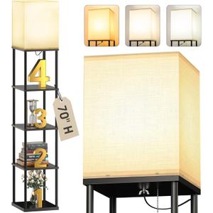 addlon 5-Tier Floor Lamp with Shelves, Standing Bookshelf Lamp with 3 Color Temperature, Corner Display Floor Lamps for Living Room, Bedroom and Office (70'' H, Black)