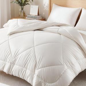 King Size Wool Comforter - Winter Warm Quilted Duvet Insert
100% Australian 300GSM Fill, Breathable Soft, Noiseless Cotton Cover, 8 Corner Ties, Reversible, White 90" x 102"