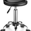 Swivel Rolling Stool with Wheels Height Adjustable Stool Chair Drafting Chair with Backrest Black
