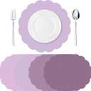 Tinlade 80 Pcs Dusty Purple Placemats Paper 13 Inch Disposable Place Mats Decorative Round Scalloped Table Placemats for Wedding Banquet Bridal Birthday Party Supplies Dining Tableware Decor