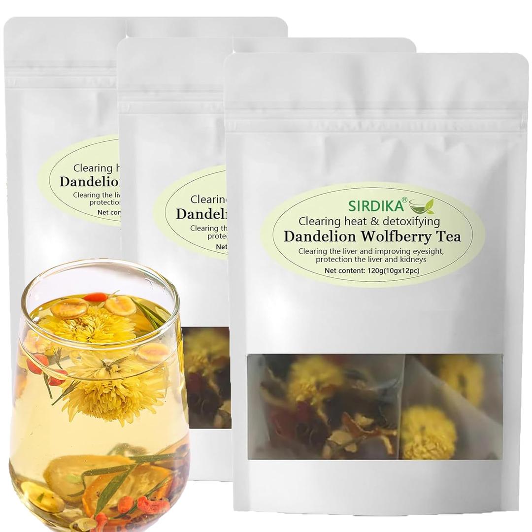 Dandelion Wolfberry Tea - Kidneys & Liver Health, Chinese Wolfberry Tea with Seven Herbal Ingredients (3 BAG) (EXP 02/25/26)
