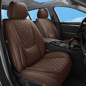 Car Seat Covers Full Set Brown,Luxury Faux Leather Car Seat Covers Waterproof Non-Slip Seat Protector Universal Fit for Most Cars SUVs Trucks Pick-ups, Car Accessories Interior(Brown-Full Set)