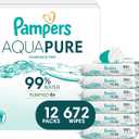 Pampers Aqua Pure Baby Wipes, 99% Water, Fragrance Free, 672 Baby Wipes Total (12X Flip-Top Packs)