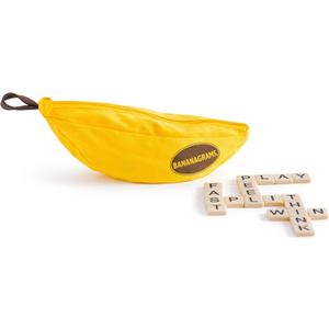 Bananagrams Classic Word Game  Fast-Paced Spelling & Anagram, Family & Travel Game , 144 Letter Tiles in Portable Banana Pouch, 18 Players, Educational Wordplay Fun for Ages 7+