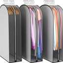 Liuoud 10" Gusseted Garment Bags for Hanging Clothes 40" Suit Bags for Open Closet Storage, Side Clear Clothing Cover for Coat, Dress, Jacket, Shirt, Fur Wardrobe Protector, 3 Packs, Grey
