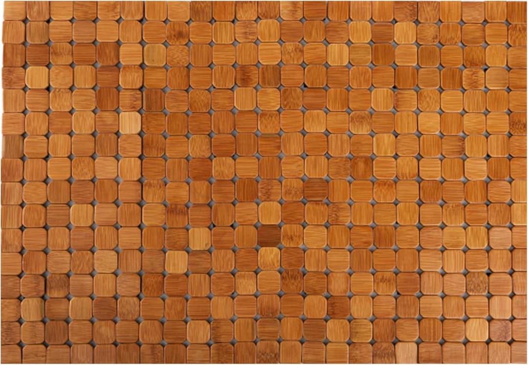 Dicunoy Bamboo Bath Mat, Bathroom Shower Rug, Wooden Toilet Doormats for Shower Doorsteps, Sauna, Tub (23.6" L x 16" W)