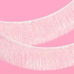 xo, Fetti White Iridescent Fringe Banner - 5 Ft. | Bachelorette Party Decorations, Birthday Party Decor, Baby Shower Supplies, Photo Booth Banner Backdrop
