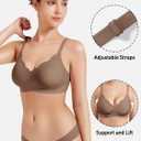 YEOREO Ease Womens Wireless Bras Push Up Full Coverage Bra No Underwire Seamless Comfortable Scalloped Supportive Bralette (L)