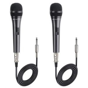 Cable Matters 2-Pack Cardioid Dynamic Vocal Microphones with 15 ft Cable, 6.35mm Wired Microphone for Singing/Singing Machine Karaoke Microphone