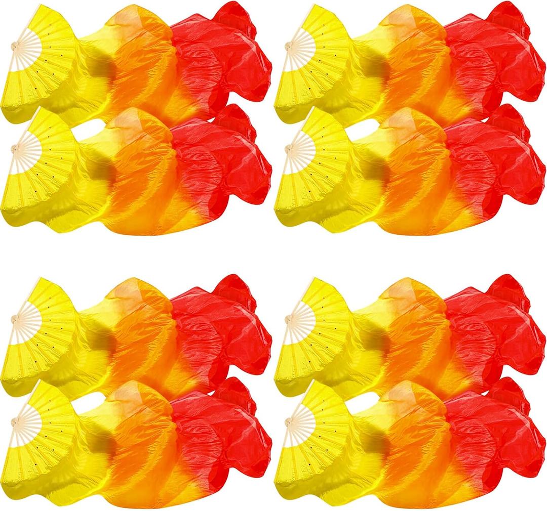 Qunclay Artificial Silk Bamboo Fans Veils Long Belly Dance Silk Fan Colorful Gradient for Dance Dancer Women Left & Right Hand 180 x 90 cm (Gradual Yellow) Qunclay Artificial Silk Bamboo Fans Veils Long Belly Dance Silk Fan Colorful Gradient for Dance Dancer Women Left & Right Hand 180 x 90 cm (Gradual Yellow)