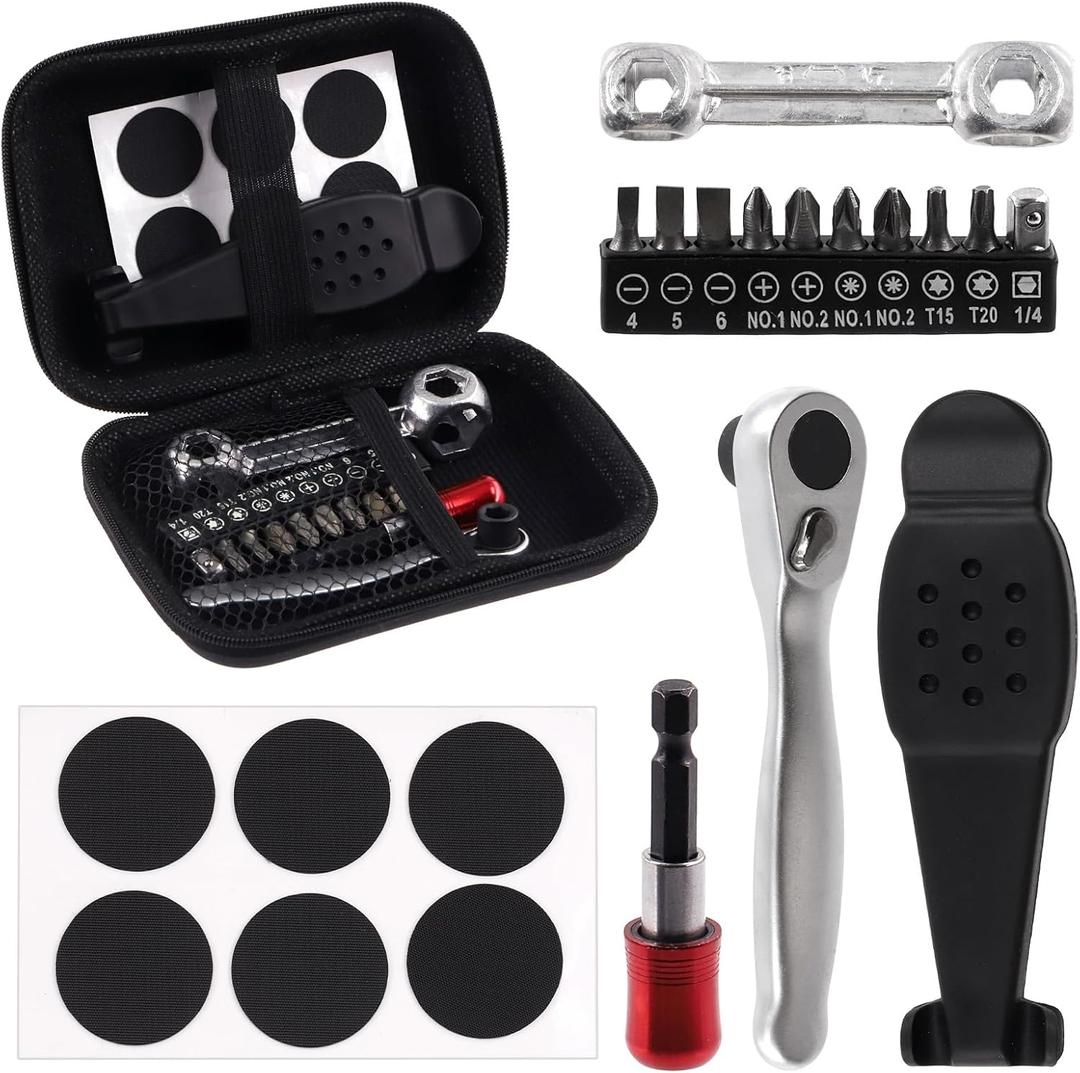 Tanstic 20Pcs Bike Repair Tool Kit, Bike Crank Extractor with Bottom Bracket Remover, Bone Spanner, 10 Tool Bits Bicycle Repair Tool for Mountain Bike Road Bike