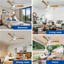 Depuley 42-Inch Ceiling Fans with Lights: Wood 3 Blade Flush Mount Low Profile Ceiling Fan for Bedroom - Dimmable Indoor Outdoor Fan with Remote Control Ultra Quiet DC Motor Timer