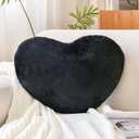 XVTRU Black Heart Pillows, Cute Heart Decorative Pillow, Heart Shaped Throw Pillows for Bed, Faux Rabbit Fur Plush Hoom Decor Pillow Cushion for Chair Sofa Living Room (Mini 12.9" x 9.8")