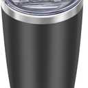 WETOWETO 20oz Tumbler, Stainless Steel Vacuum Insulated Coffee Tumbler Cup, Double Wall Powder Coated Leak-proof Travel Coffee Mug Cup (Black, 1 Pack)