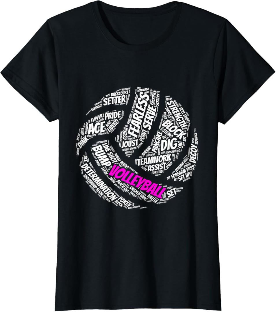 Volleyball Shirt Sayings Gift for Teen Girls and Women T-Shirt, S