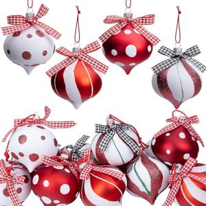 Sfcddtlg 12 Pcs Peppermint Candy Ornament Set- 3.5 x 2.7 Inch Candy Balls Hanging Ornaments- Christmas Candy Cane Balls for Christmas Tree Party Home Decoration