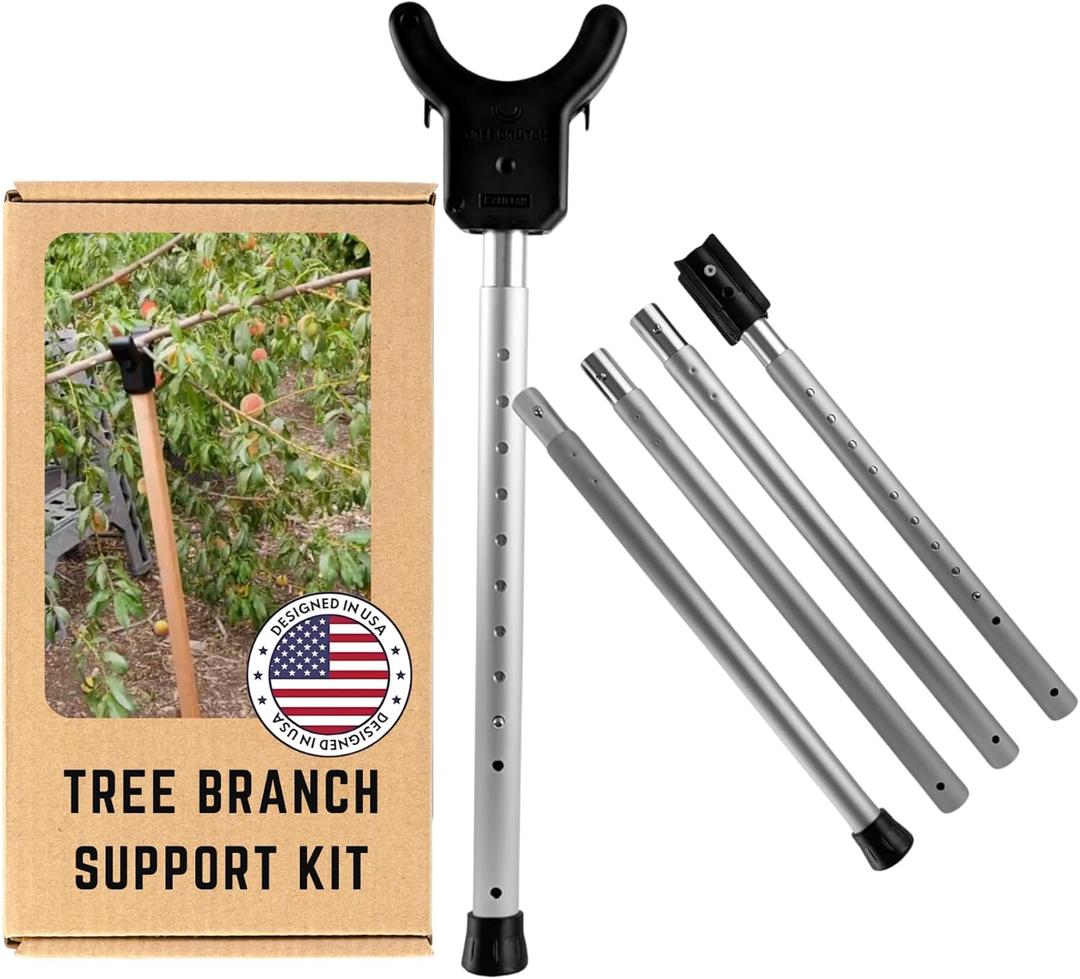 Adjustable Aluminum Tree Support Pole with Tree Crutch  Prevents Fruit Tree Branch Breakage  Holds Up to 100 lbs  Adjusts to 16-74 for Leaning Trees (1-Pack) (Crutch & Post Set)