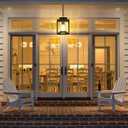 Outdoor Pendant Light for Porch, 1-Light Black Hanging Porch Light Modern Exterior Hanging Lantern with Cylinder Glass and Adjustable Chain for Gazebo, 2353/1H