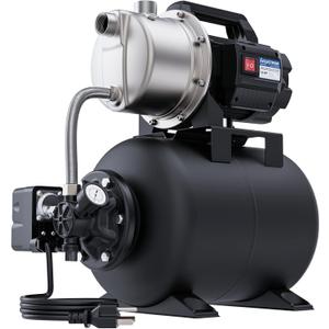 Aquastrong 1.6 HP Shallow Well Pump with Pressure Tank, 1320 GPH, 115V, Stainless Steel Irrigation, Automatic Water Booster Jet Pump for Home, Garden, Lawn