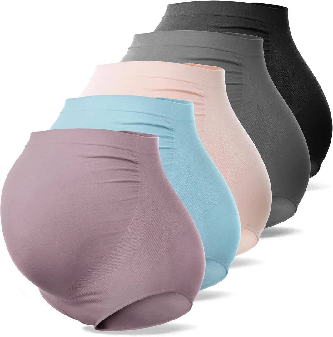 SUNNYBUY Women's Maternity High Waist Underwear Pregnancy Seamless Soft Hipster Panties Over Bump (XX-Large)