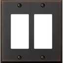 AMERELLE 68RRDB Manhattan Double Rocker Cast Metal Wallplate in Aged Bronze, 2 Rocker