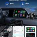 Ultra Mini Circular Wireless CarPlay & Android Auto Adapter, 3-5s Fast Auto Reconnect, Aluminum Alloy Vent Design, 2-in-1 CarPlay Wireless Adapter for iOS & Android with USB A/C Port