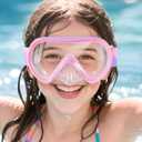 Supertrip Kids Swim Goggles with Nose Cover for Ages 6-14, Tempered Glass Fabric Strap Swimming Snorkel Mask for Pool Beach