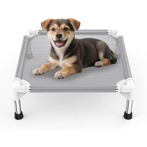 Elevated Dog Bed with Teslin Cooling Fabric - Lightweight Dog Cot for Small Dogs, Waterproof & Washable Breathable Mesh, Raised Pet Bed for Indoor Outdoor Use, Anti-Slip, Easy Clean