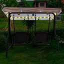 LED Lighted Porch Swing Canopy Replacement Waterproof LED Swing Canopy Top Cover 2-3 Seat Shade Awning Cover for Garden Outdoor Patio(65 x 45 Inch,Brown)