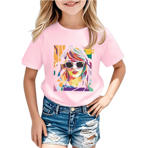 Girl Country Music T-Shirt - Kids Singer Letters Graphic Birthday Shirts Gifts Fan Song Tour Concert Outfit Top, 130
