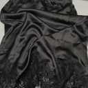 Women Lace Trim Satin Skirt Elegant Silky A Line Flowy Midi Long Skirt Y2k Sexy Elastic Rise Half Slip Underskirt (Medium)