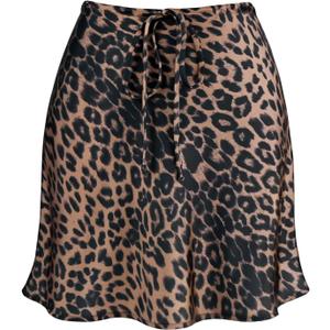 Women's Drawstring Satin Mini Skirt High Waisted Elegant Casual A-Line Flared Silk Short Skirts for Women