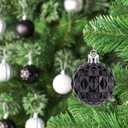 45Pcs 6cm Christmas Glitter Ball Ornaments, Shatterproof Plastic Xmas Tree Decorations for Holidays, Weddings, Parties - Black, White, Silver
