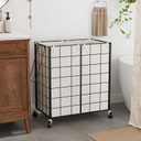 WOWLIVE Double Laundry Hamper with Wheels,Metal Wire Frame Rolling Laundry Basket with 2 Removable bags,120L Dirty Clothes Hamper Organizer Dorm Room Storage for Bedroom,Bathroom,Black and White