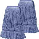 2 Pack Heavy Mop Replace Head，mop Head Replacement,Commercial mop Heads,Reusable Mop Head Refills-Replacement Mop Heads SuitableWet Industrial Blue Cotton Looped End String Head Refill (Blue)