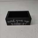Kitticcino Double Cup Holder Party Cup Dispenser Wooden Cup Organizer Mark Your Cup and Drink Up Caddy Farmhouse Bar Counter Decor Holiday Halloween Christmas Party Supplies (Black)