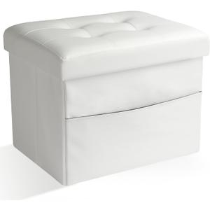 Ottoman Storage Ottoman Foot Rest Stool Foldable Bench with Storage Student Dormitory Bedroom and Entryway 17 X 13 X 13 (Baise)