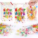 Fuutreo 50 Pcs Happy Birthday Pouches, Clear Sealing Pouches with Handles, Resealable, Colorful Balloons Plastic Bags for Home Office Galentines Party, Candy, Gift Wrap Supplies Decoration(Birthday)