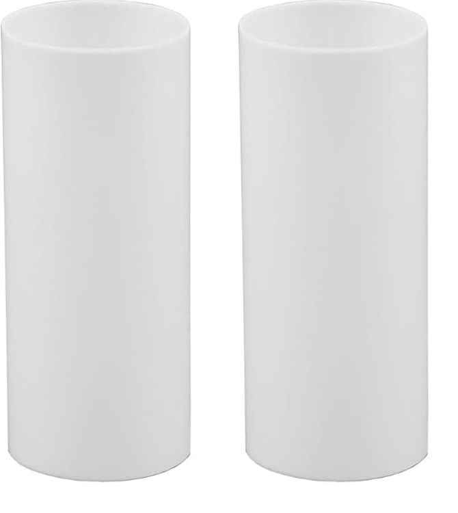 White Plastic Candle Covers, 2 Pieces, 6 inches tall, One piece 2.5 inch diameter, One Piece 2 inch diameter
