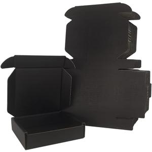 50 Pack 4x4x1'' Small Shipping Boxes, Black Corrugated Cardboard Mailers for Mailing Packaging Business (BK441-50)