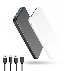 VANYUST S21 Portable Charger, Power Bank 10000 mAh 2Pack, USBC Out Fast Charging External Battery Pack Compatible with iPhone 15 14 13 12 11 X and Android Phone, Black & White