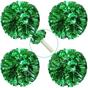 Lovecheer 4PCS Metallic Pom Poms Cheerleading with Handle Sports Cheer Pom Poms Team Spirits Football Basketball School Party Performance Dance