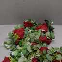Dolicer 2Pcs 13Ft Artificial Eucalyptus Garlands with Flowers - 8 Roses, Faux Floral Greenery Garlands with 13Ft String Lights Fake Flowers Vines for Wedding Table Centerpieces Arch Party Decor (Red)